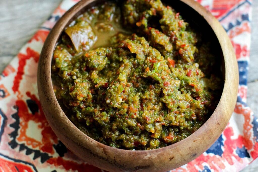sofrito in a wooden bowl