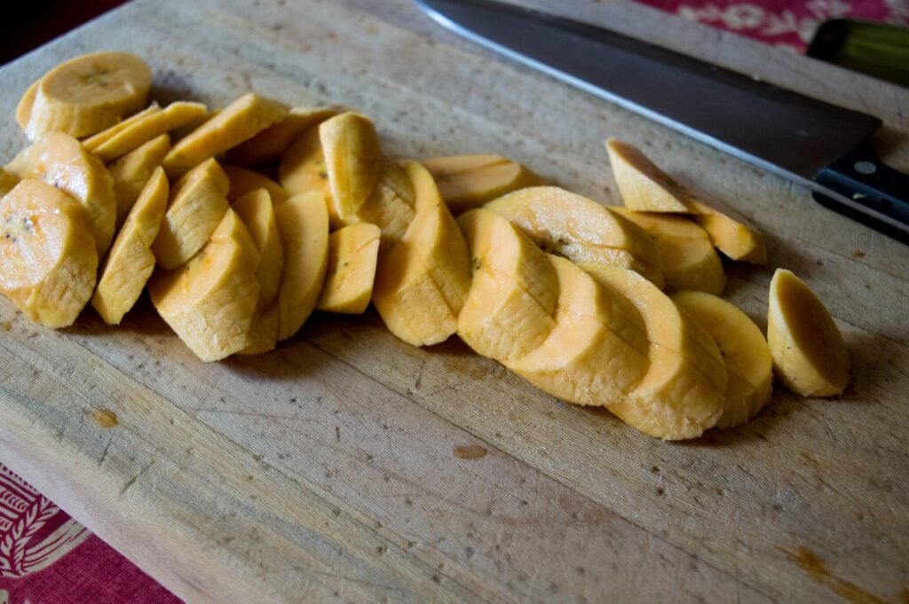 Mexican sweet orange honey plantains with cream and cheese.