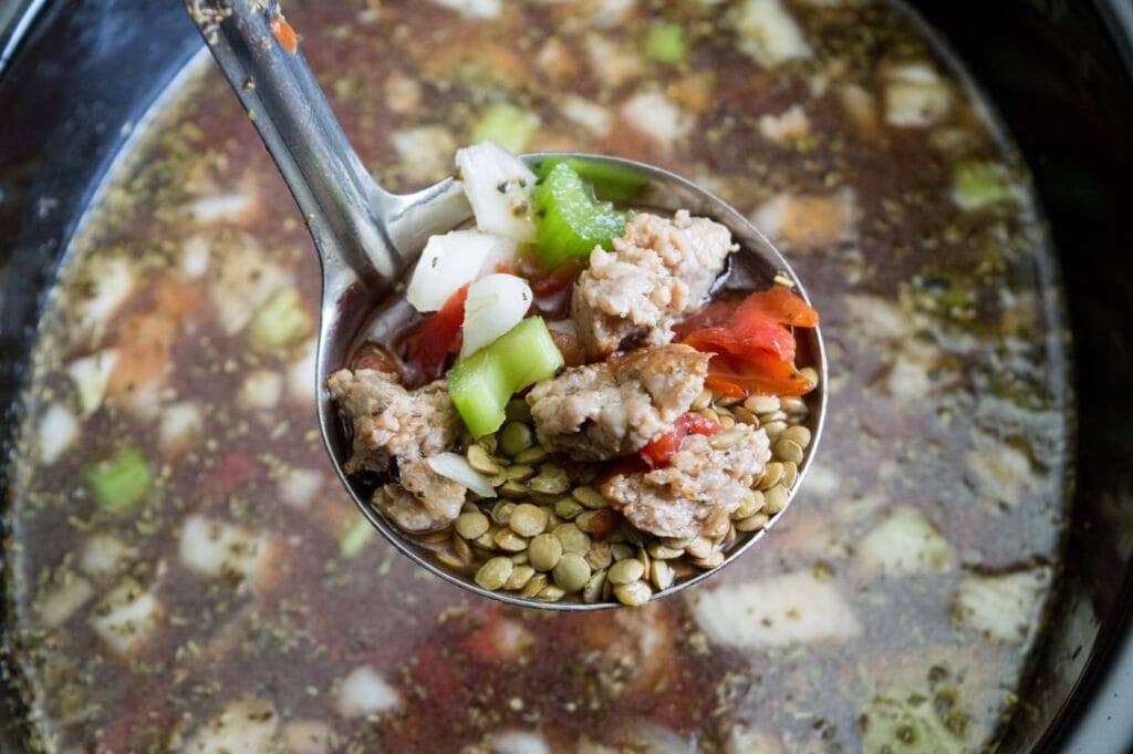 sausage and vegetable lentil soup