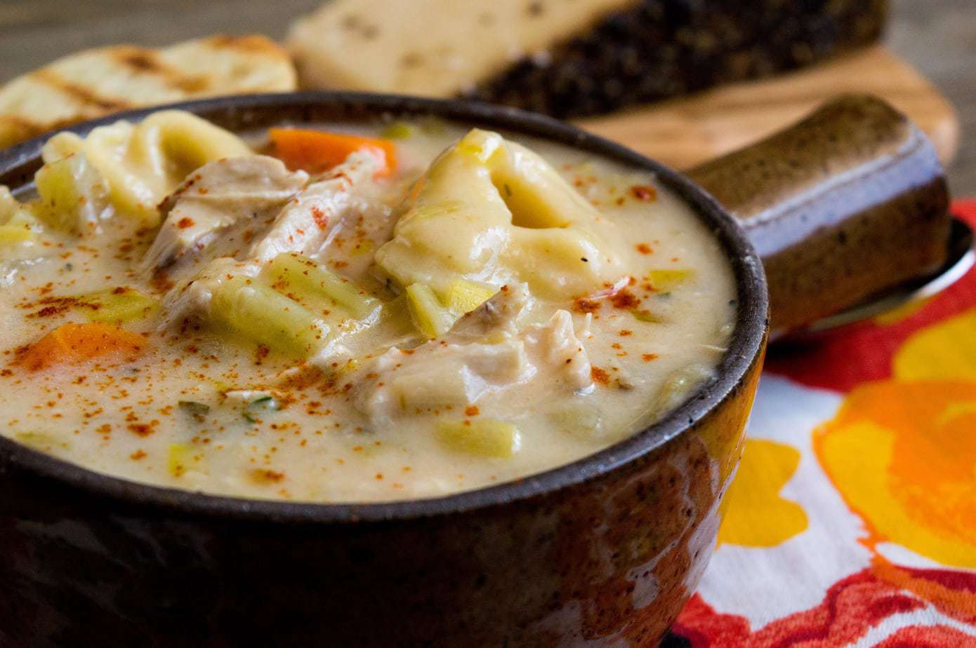 Creamy Chicken Leek And Carrot Tortellini Soup Recipe