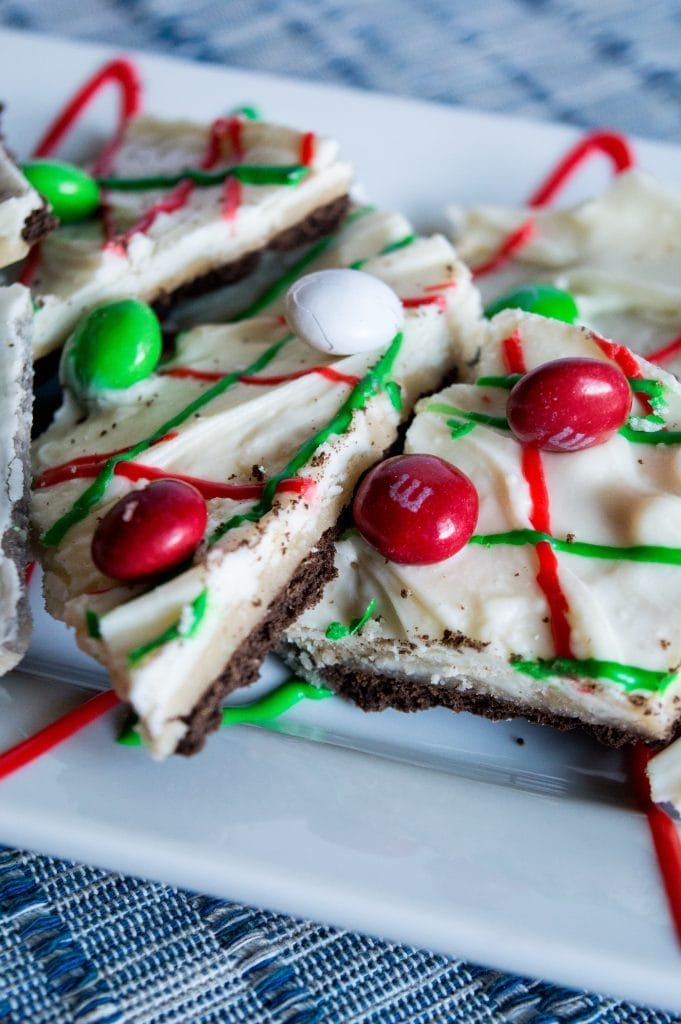 white chocolate M&M cookie bark