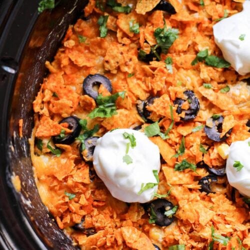 Easy Slow Cooker Chicken Enchilada Doritos Casserole