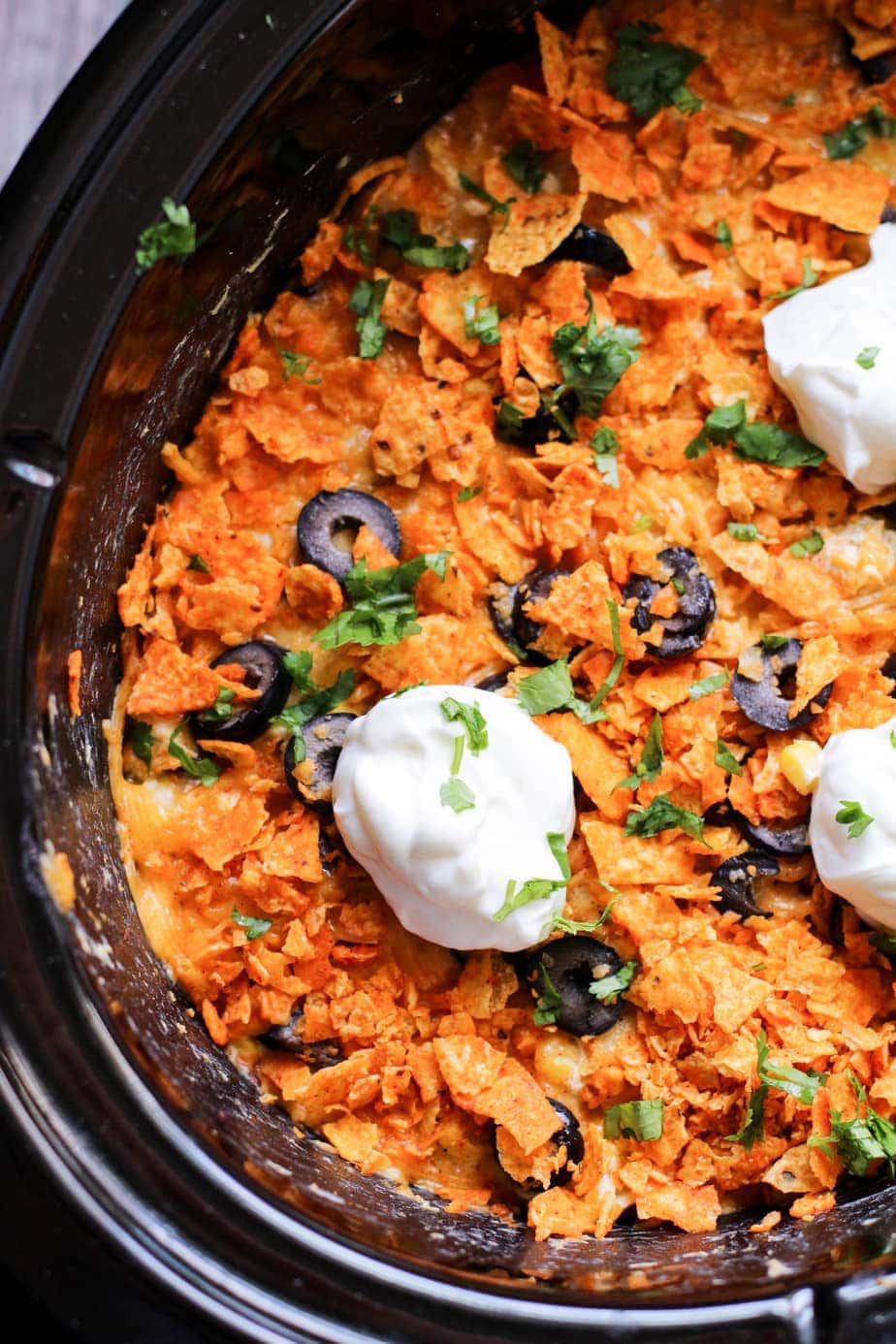 Slow Cooker Chicken Enchilada Doritos Casserole