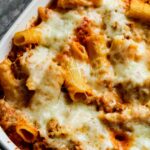 baked pasta recipe in a white pan