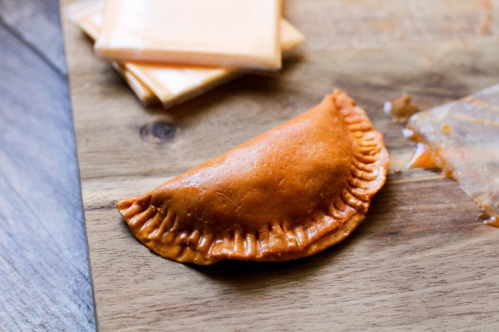 folded empanada with edges crinkled