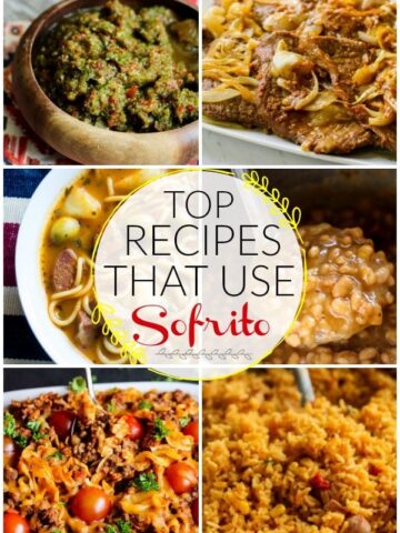 collage of recipes that use sofrito