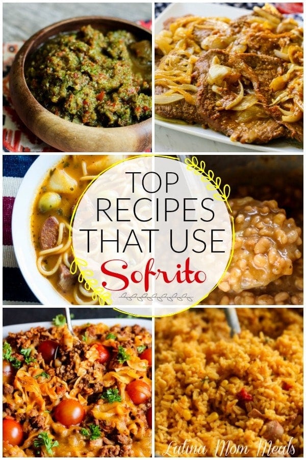 collage of recipes that use sofrito