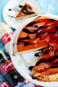 Coffee Flan Recipe | Flan de Cafe on a cake stand