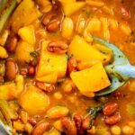 Puerto Rican beans with a spoon