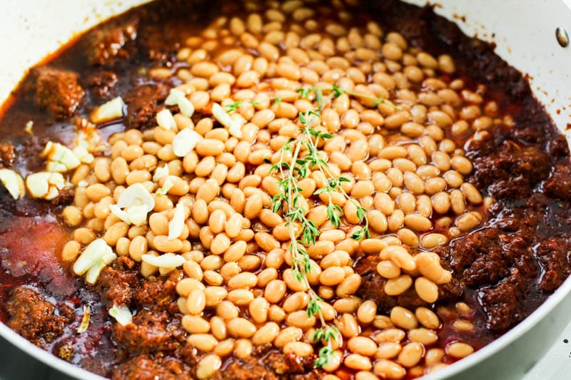 asted stuffed chicken with chorizo and beans