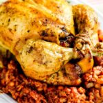 asted stuffed chicken with chorizo and beans