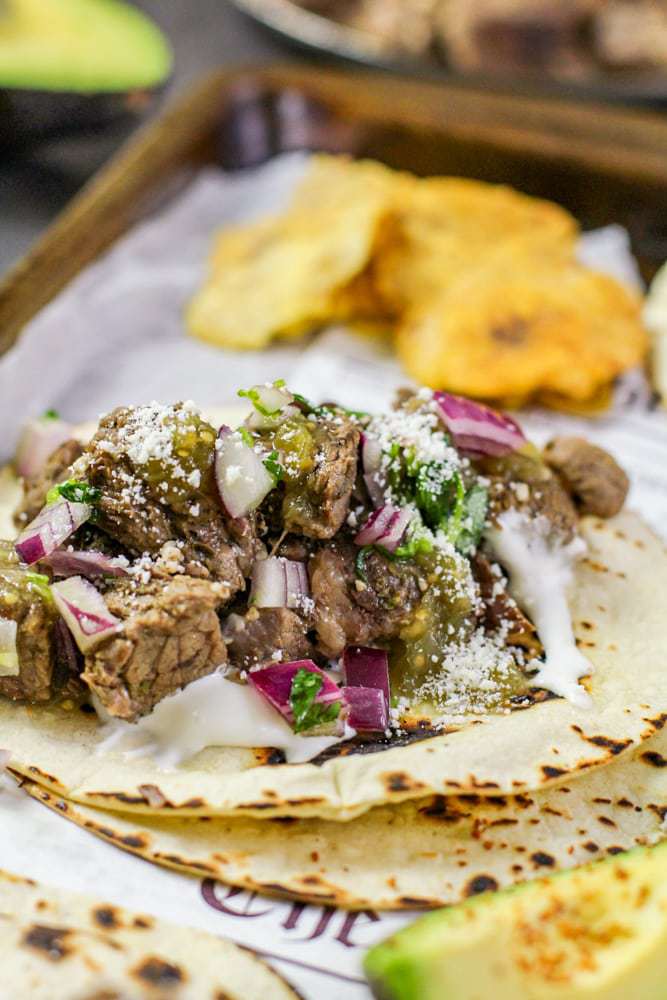 barbacoa taco on parchment paper