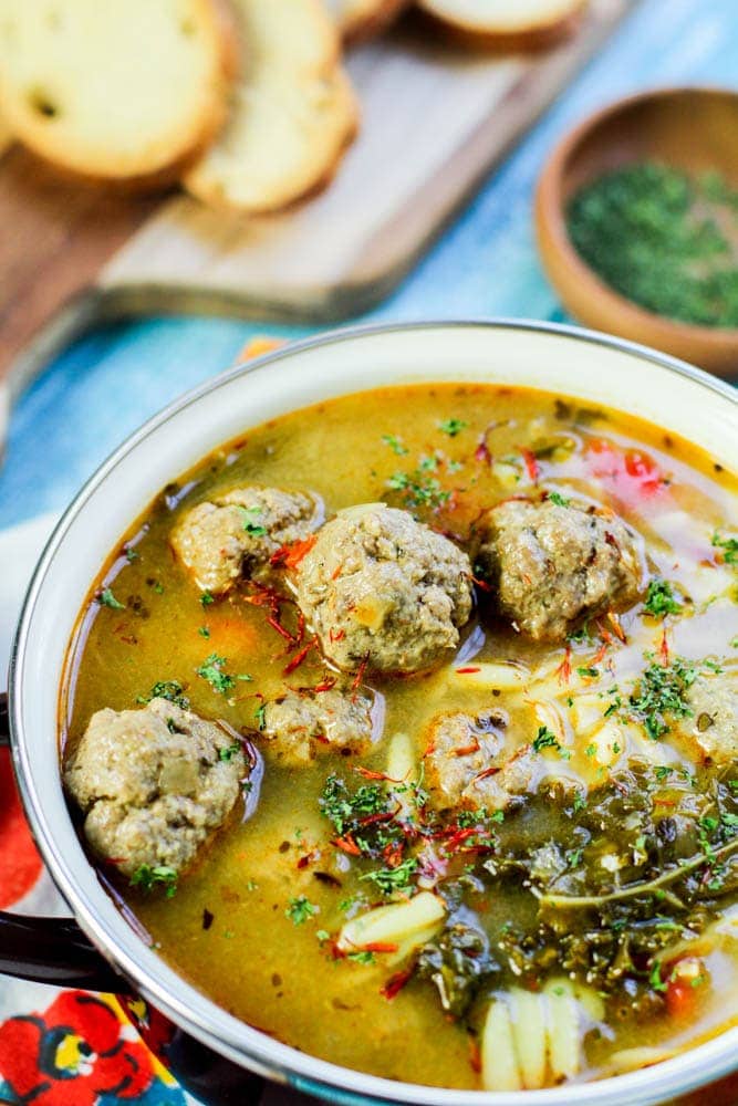 Spanish Saffron Albondigas Soup (Meatball Soup) | Latina Mom Meals