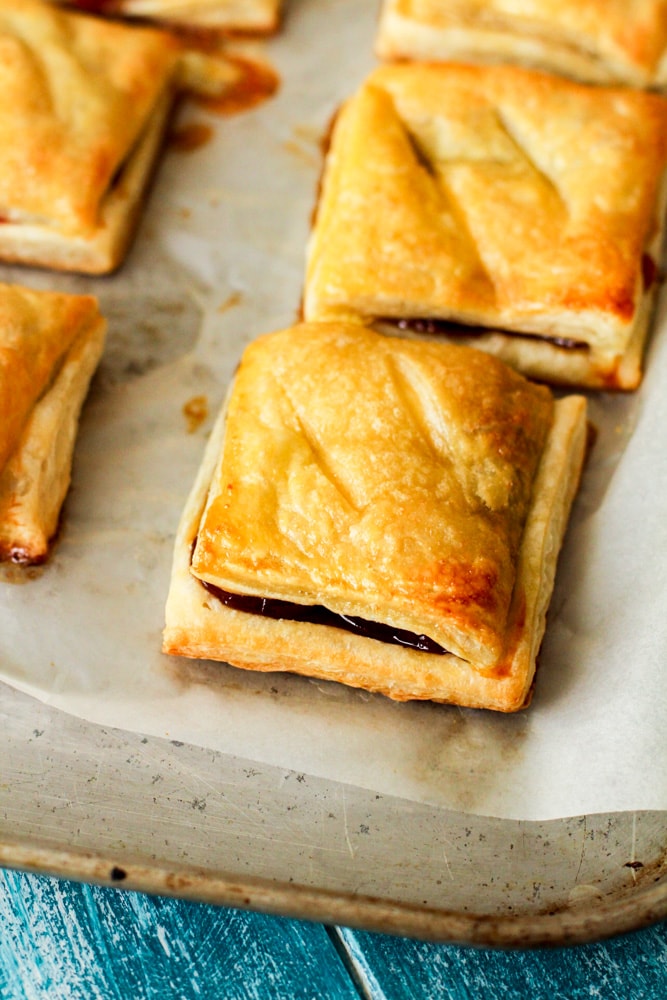 Guava and Cheese Pastry | Pastelitos de guayaba y queso on a baking pan