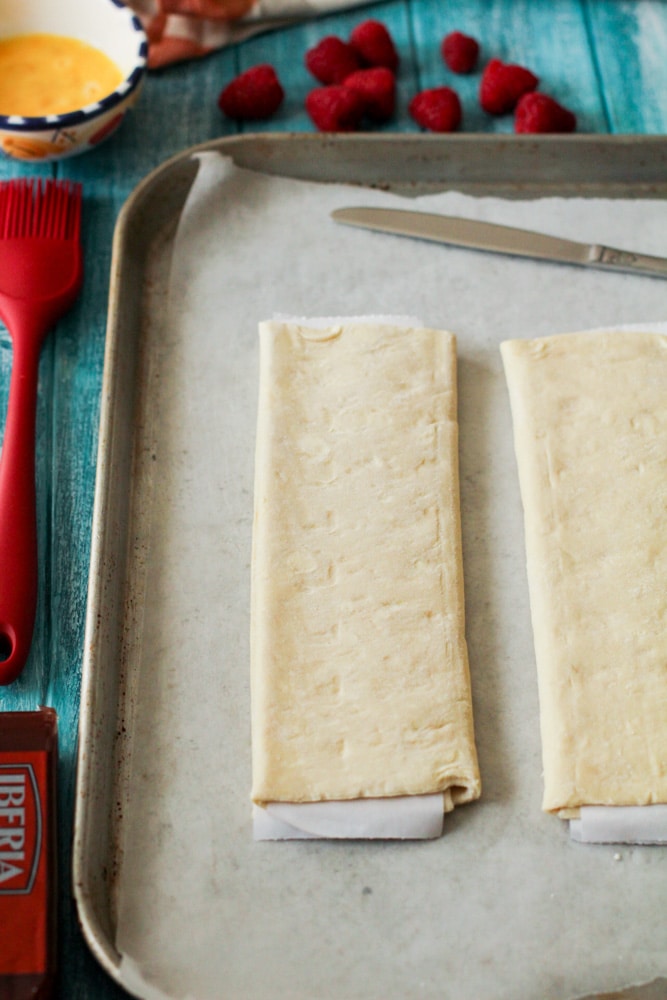 Puff pastry on a tray