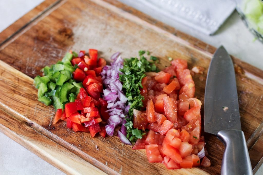 chayote tuna salad on a cutting board