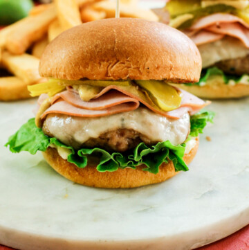 Cuban hamburger on a marble slate