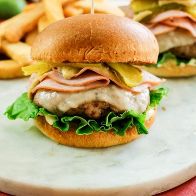 Cuban hamburger on a marble slate