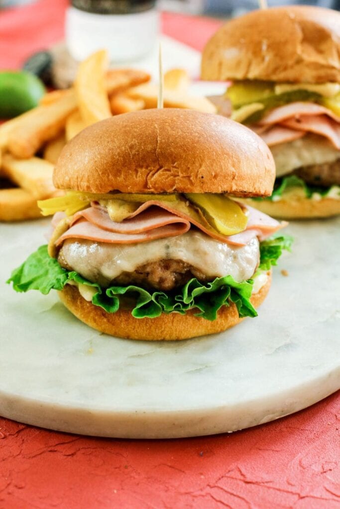 Cuban hamburger on a marble slate