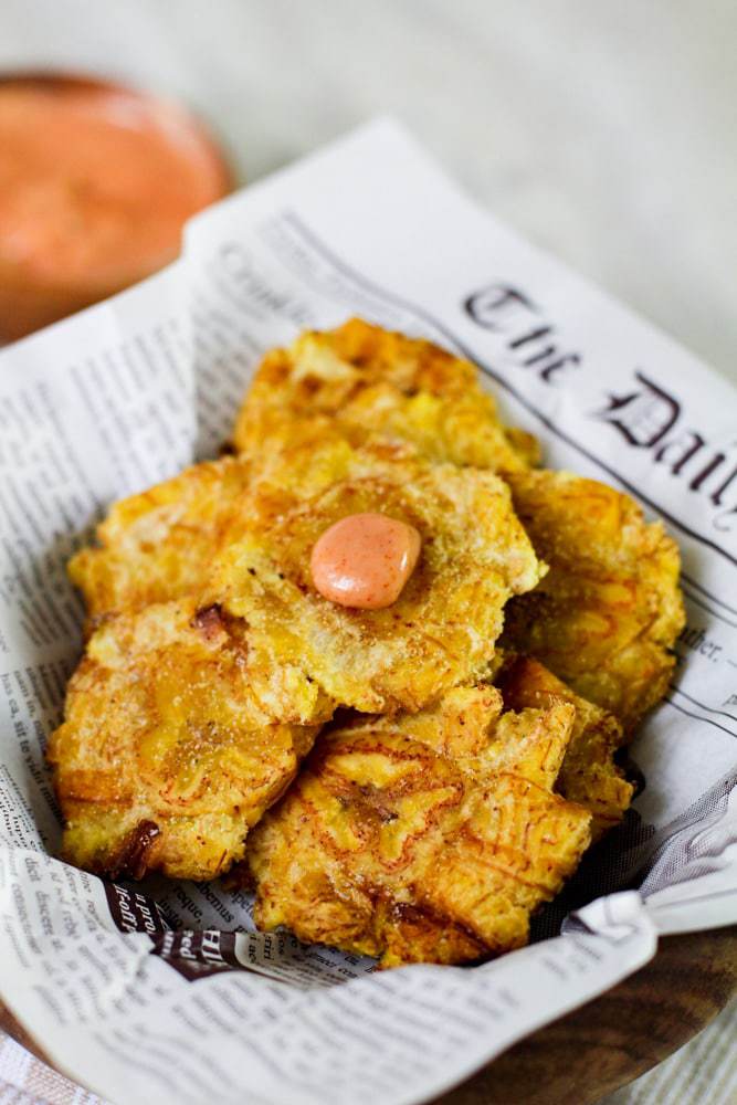 Crispy Garlic Tostones | Twice Fried Plantains | Latina Mom Meals