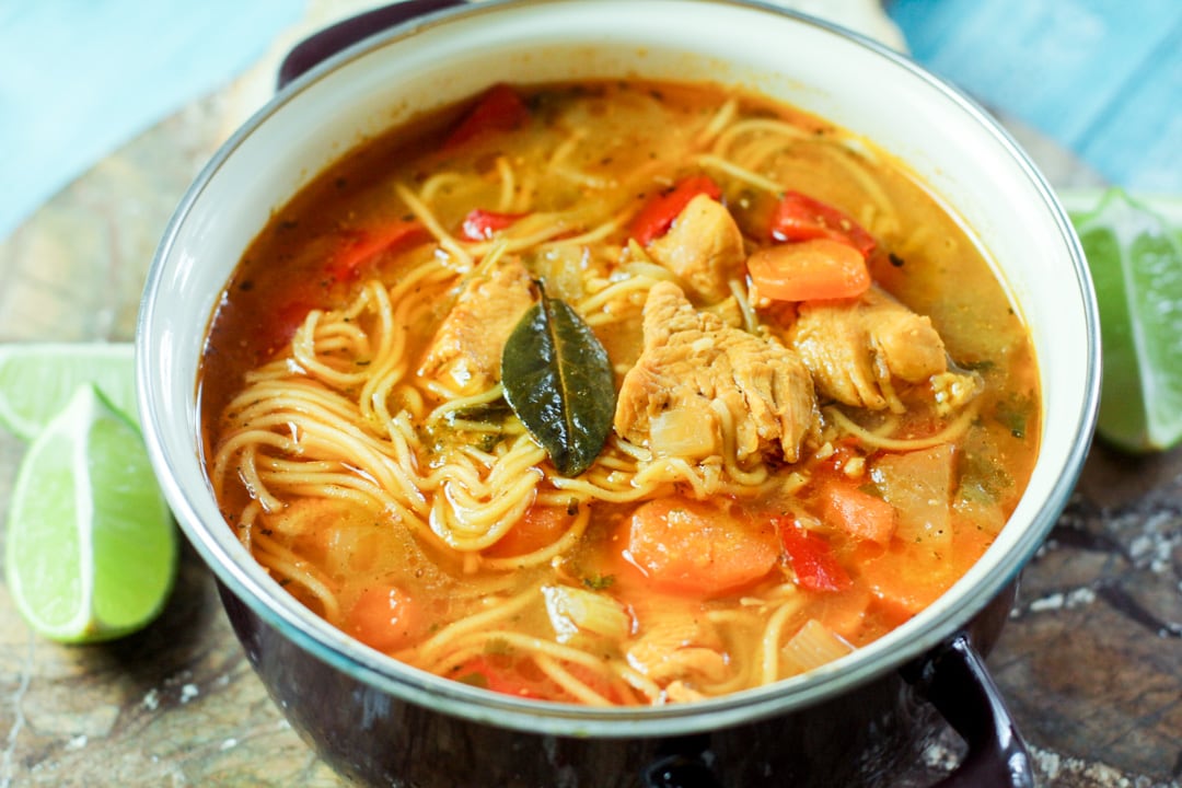 Puerto Rican sopa de fideo (Chicken Noodle Soup) | Latina Mom Meals