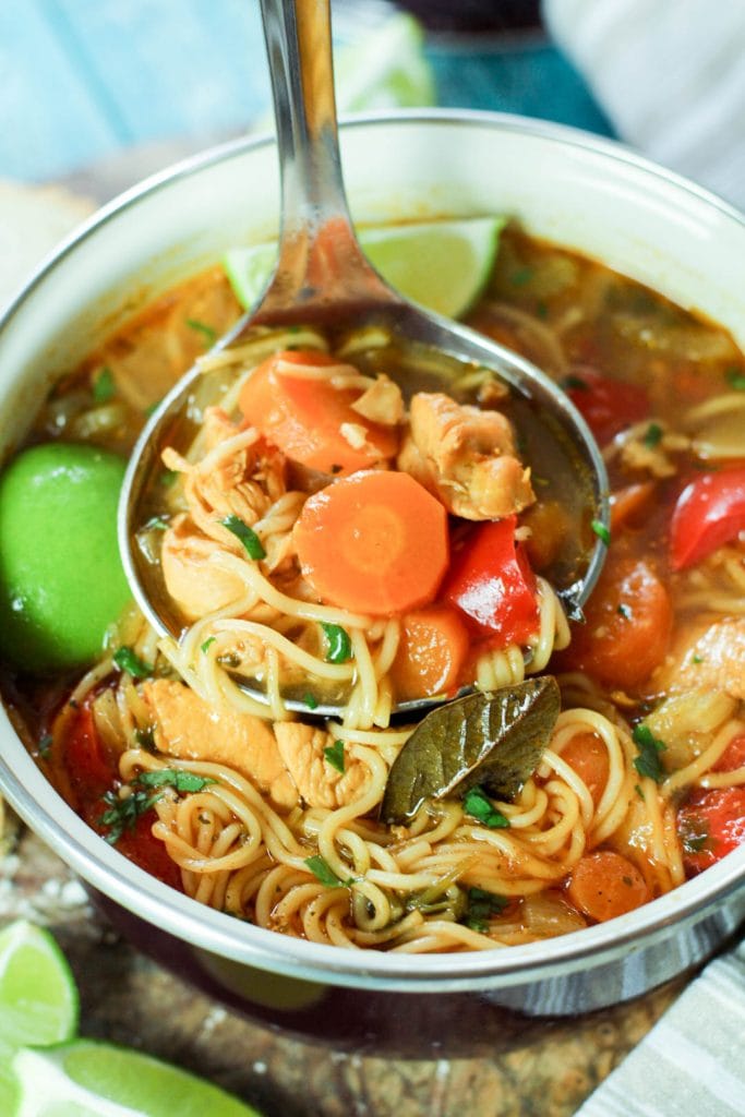 Puerto Rican sopa de fideo (Chicken Noodle Soup) | Latina Mom Meals