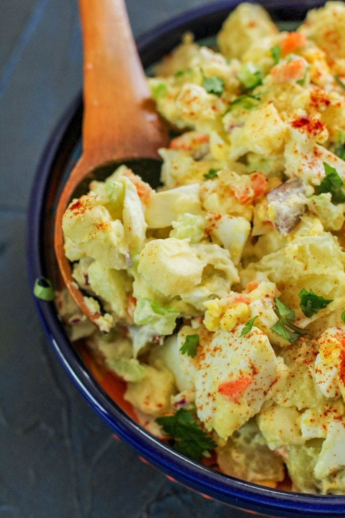 Potato Salad with paprika garnished over it