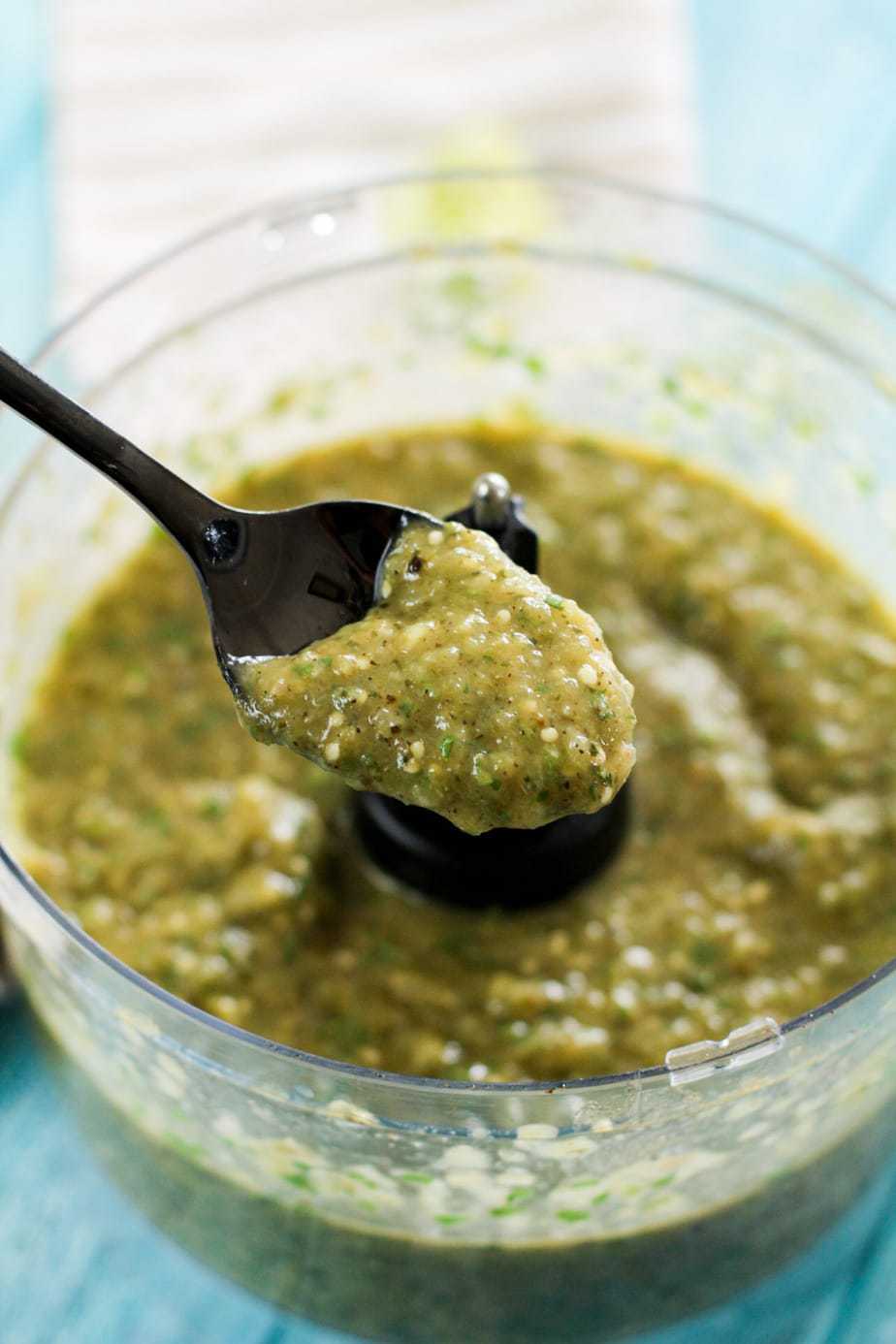 salsa verde in a food processor