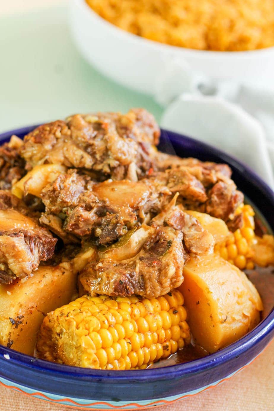 oxtails with corn and potatoes