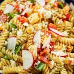 pasta salad with radish slices