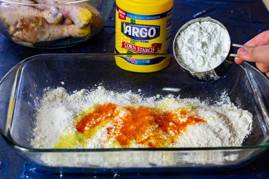 flour and seasonings in a glass container