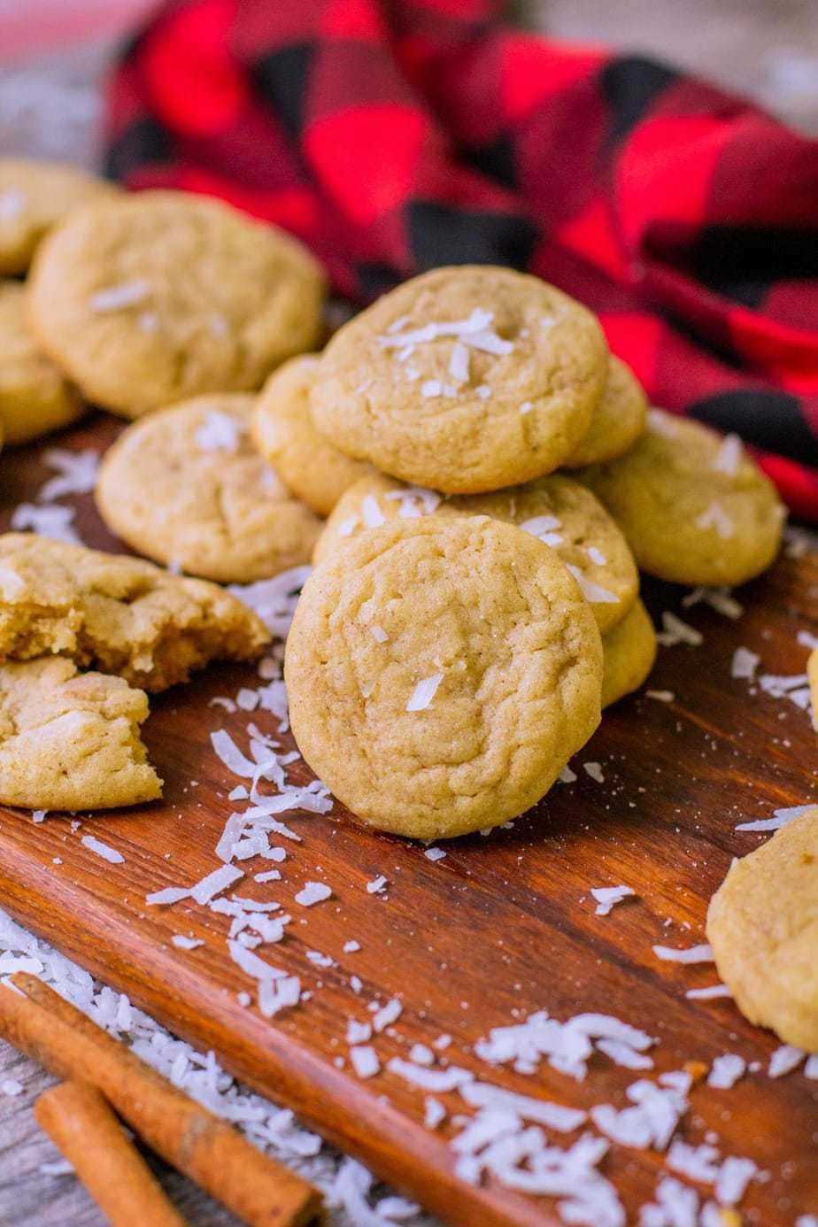 Coconut cookies stacked over each other