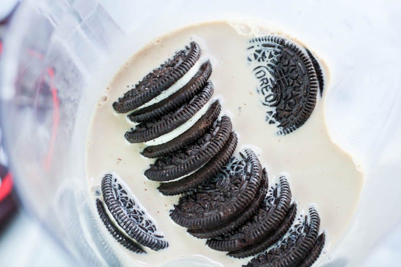 oreos and milk in a blender