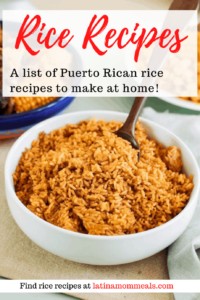 Pinterest image of rice in a bowl