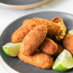 croquettes on a gray plate