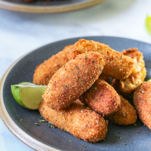 croquettes on a gray plate