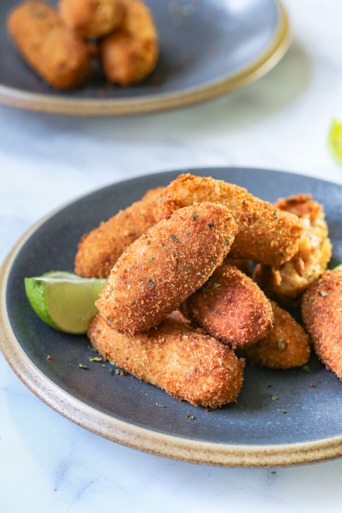 croquettes on a gray plate