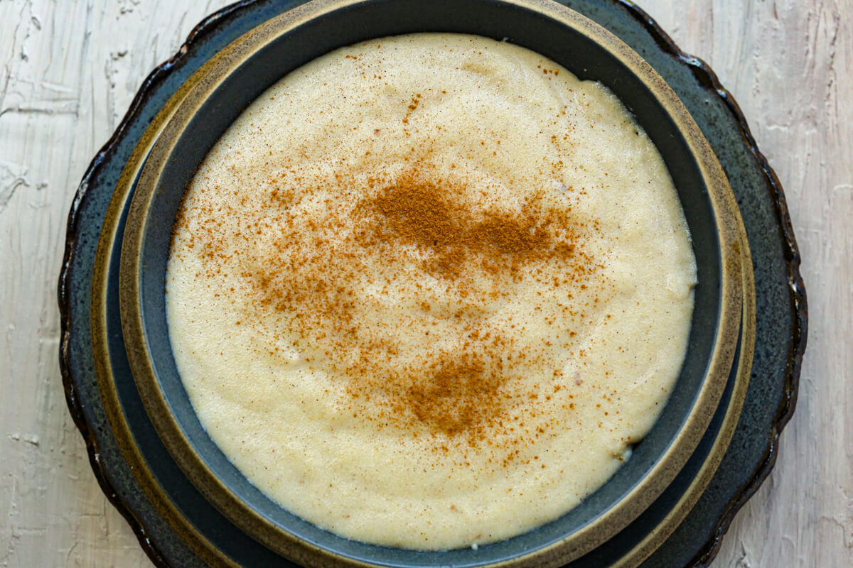Classic harina de maiz is in a bowl topped wti
